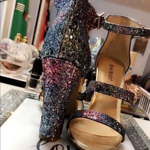 Chunky Heel Ombre Glitter Heels MULTI